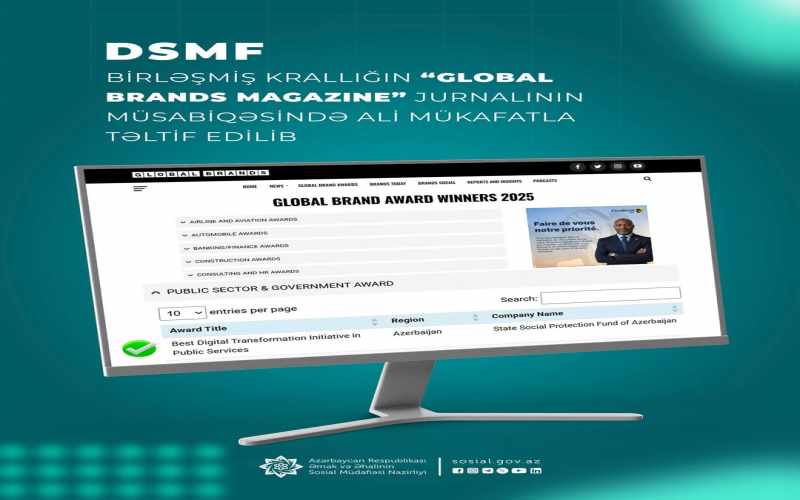 DSMF Birləşmiş Krallığın “Global Brands Magazine” jurnalının müsabiqəsində ali mükafatla təltif edilib