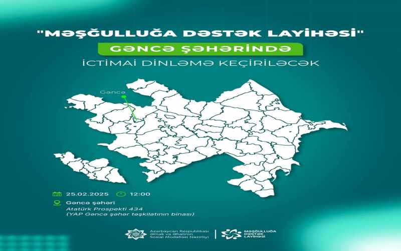“Məşğulluğa Dəstək Layihəsi” çərçivəsində Gəncədə ictimai dinləmə keçiriləcək