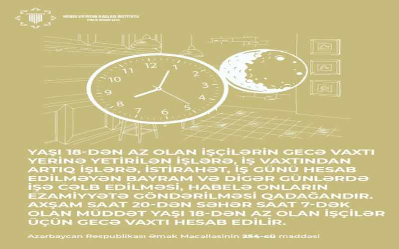 Yaşı 18-dən az olan işçilərin gecə vaxtı işləməsi qadağandır