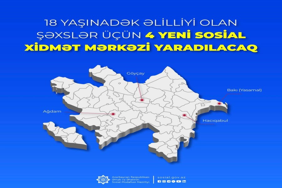Sosial Xidmətlər Agentliyi tərəfindən 18 yaşınadək əlilliyi olan şəxslər üçün 4 yeni sosial xidmət mərkəzi yaradılacaq