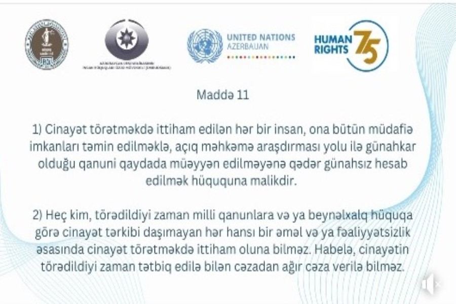 BMT-nin Azərbaycandakı nümayəndəliyi BDU-nun Hüquq fakültəsi ilə birgə maddələrin sadələşdirilmiş izahlı VİDEOÇARXINI hazırlayıb