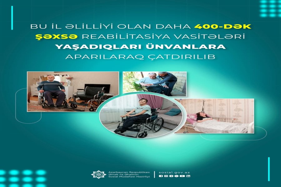 Bu il əlilliyi olan daha 400-dək şəxsə reabilitasiya vasitələri yaşadıqları ünvanlara aparılaraq çatdırılıb