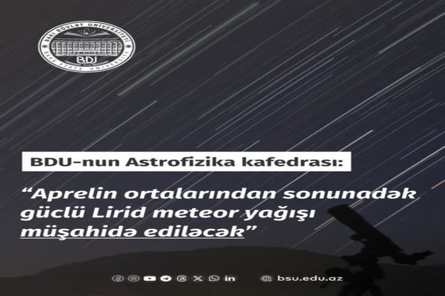 Aprelin ortalarından sonunadək güclü Lirid meteor yağışı müşahidə ediləcək