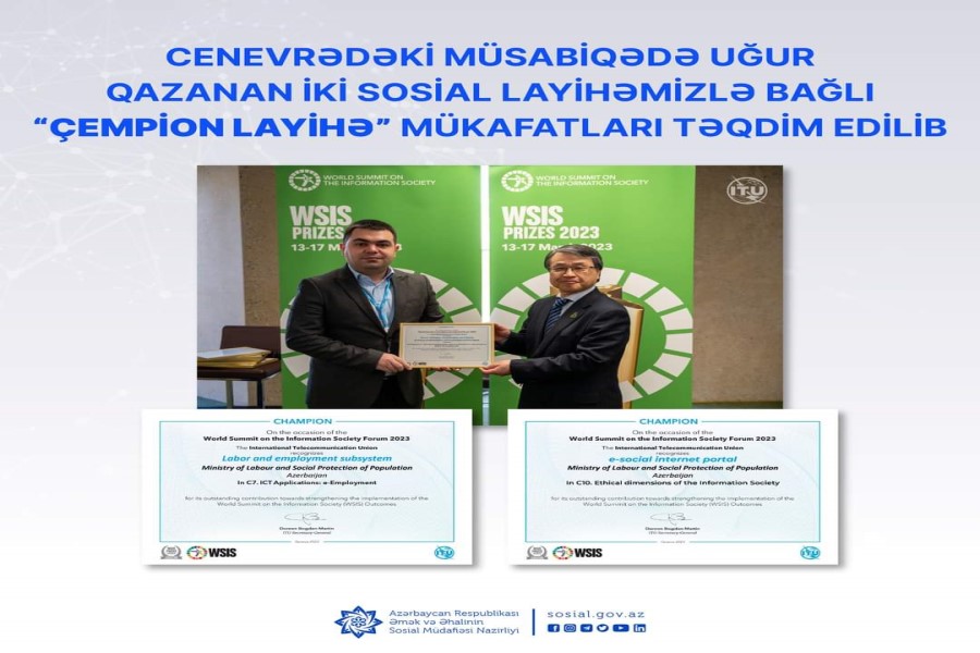 Cenevrədəki müsabiqədə uğur qazanan iki sosial layihəmizlə bağlı “Çempion layihə” mükafatları təqdim edilib