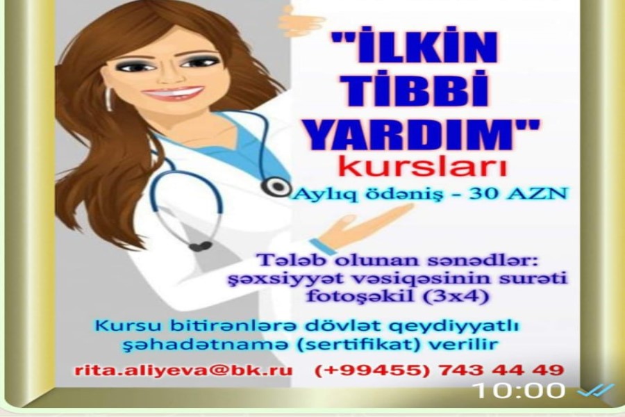 “İlkin tibbi yardım” kursuna qeydiyyat davam edir