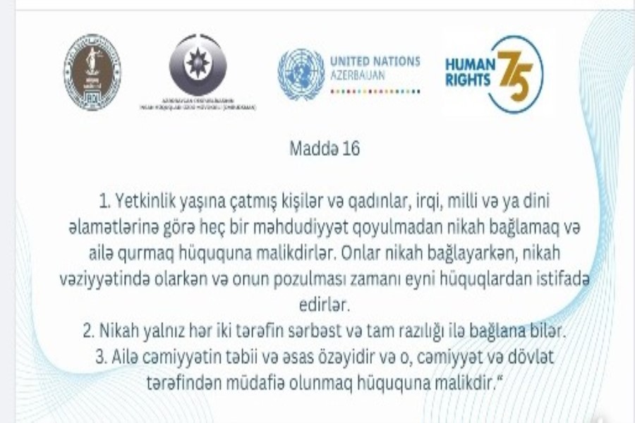 Nikah yalnız hər iki tərəfin sərbəst və tam razılığı ilə bağlana bilər - VİDEO