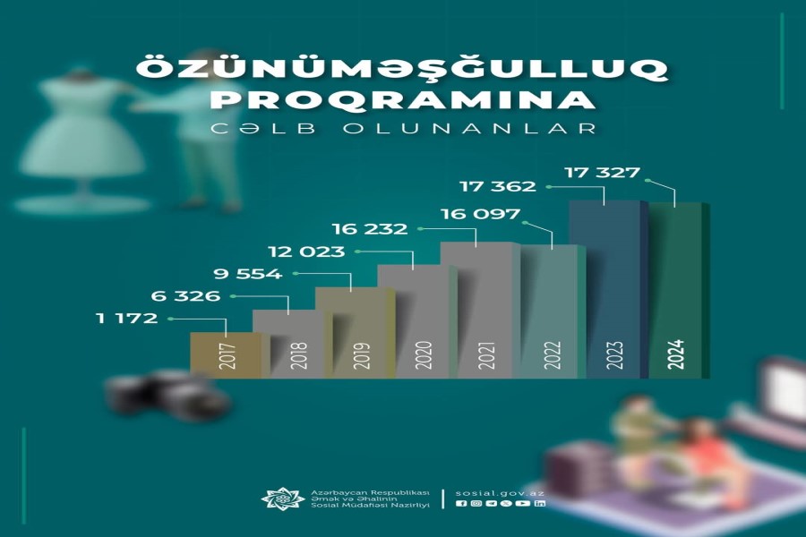 Özünüməşğulluq proqramına cəlb olunanların illik sayı 15 dəfəyə yaxın artıb