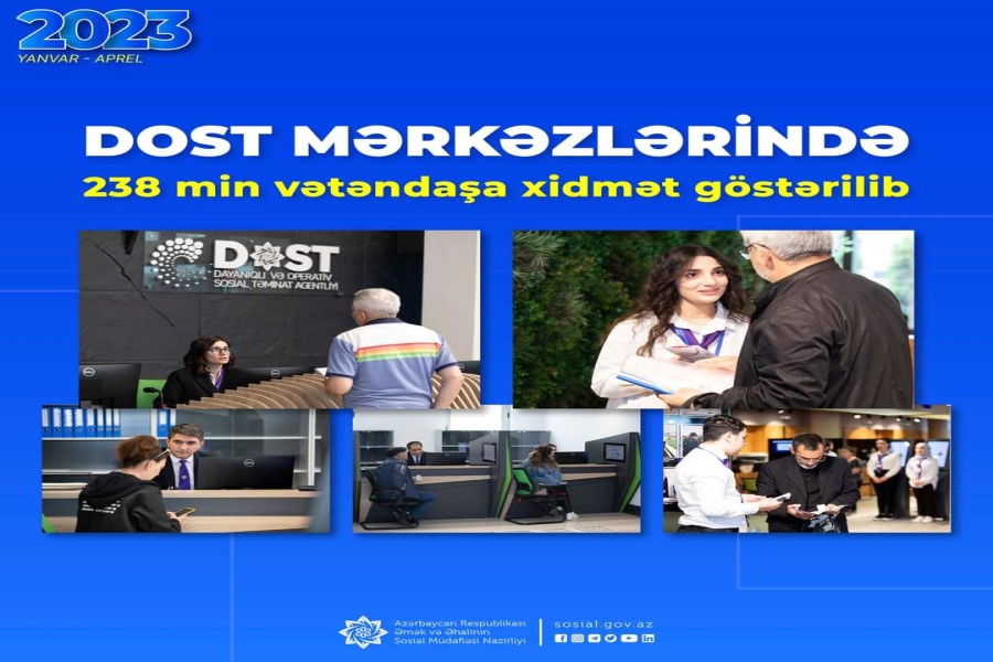 DOST mərkəzlərində son 4 ayda 238 min vətəndaşa xidmət göstərilib