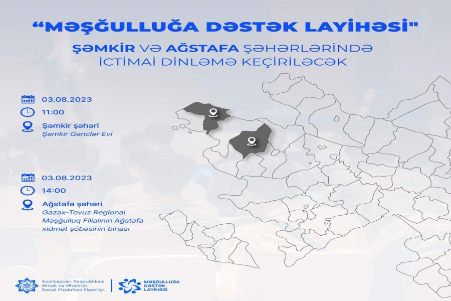 Məşğulluğa Dəstək Layihəsi” çərçivəsində Şəmkir və Ağstafada da ictimai dinləmələr keçiriləcək