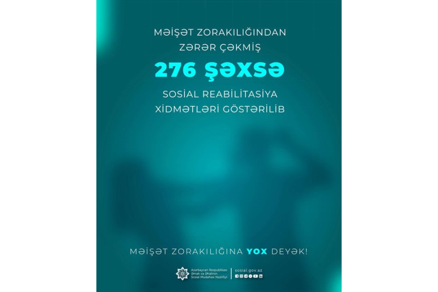 Məişət zorakılığından zərər çəkmiş 276 şəxsə sosial reabilitasiya xidmətləri göstərilib