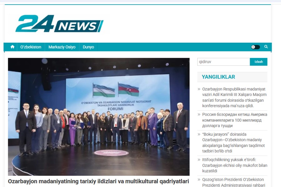 Özbəkistan mediasında Azərbaycan mədəniyyəti və multikultural dəyərləri haqda məqalə dərc edilib