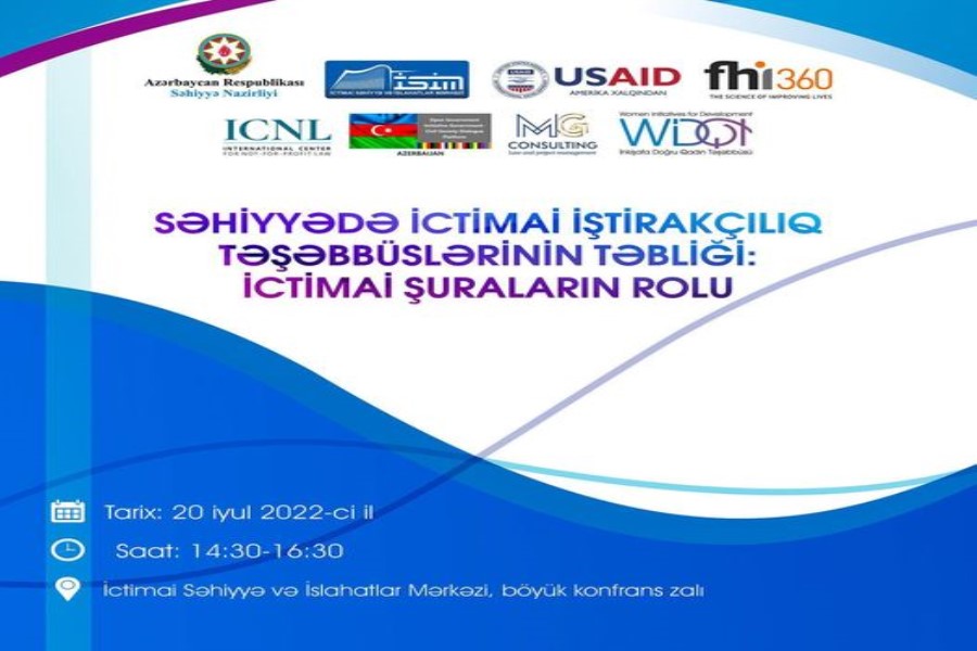 “Səhiyyədə ictimai iştirakçılıq təşəbbüslərinin təbliği: ictimai şuraların rolu” mövzusunda görüş keçiriləcək