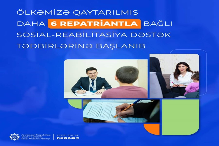 Ölkəmizə qaytarılmış daha 6 repatriantla bağlı sosial-reabilitasiya dəstək tədbirlərinə başlanıb