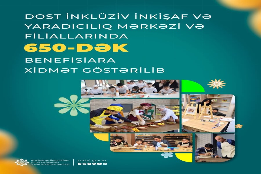 DOST İnklüziv İnkişaf və Yaradıcılıq Mərkəzi və filiallarında 650-dək benefisiara xidmət göstərilib