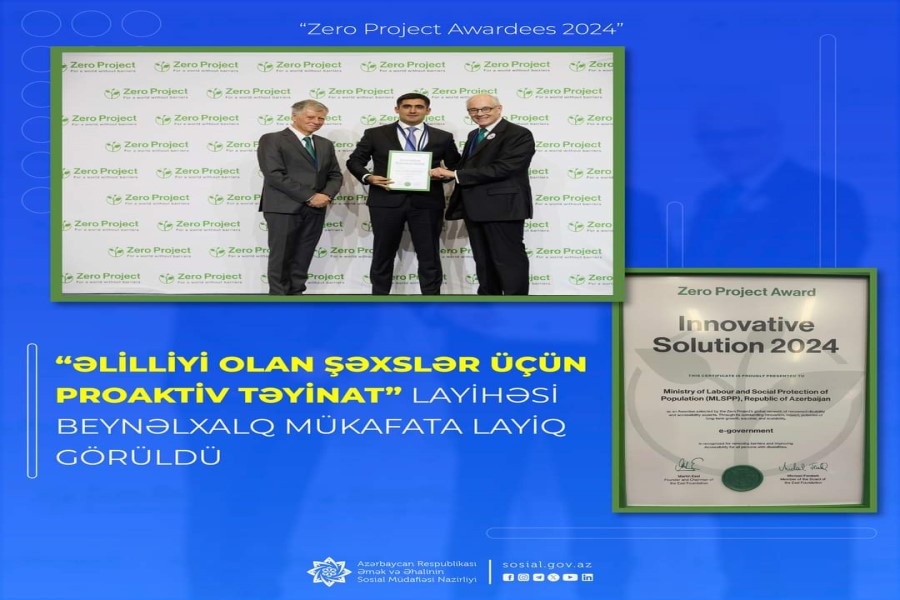 “Əlilliyi olan şəxslər üçün proaktiv təyinat” layihəsi beynəlxalq mükafata layiq görüldü