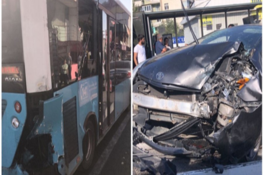 Bakıda avtobus sürücüsü maşını vurub, sürücünü döydü