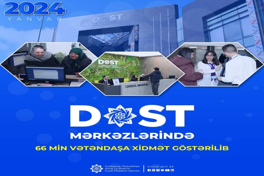 Yanvar ayında DOST mərkəzlərində 66 min vətəndaşa xidmət göstərilib