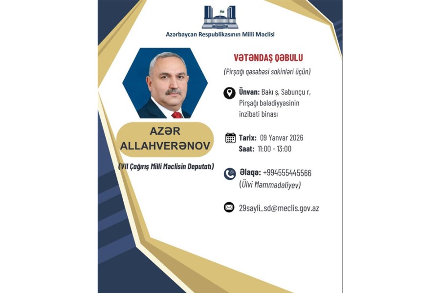 Pirşağı qəsəbəsində vətəndaş qəbulu keçiriləcək