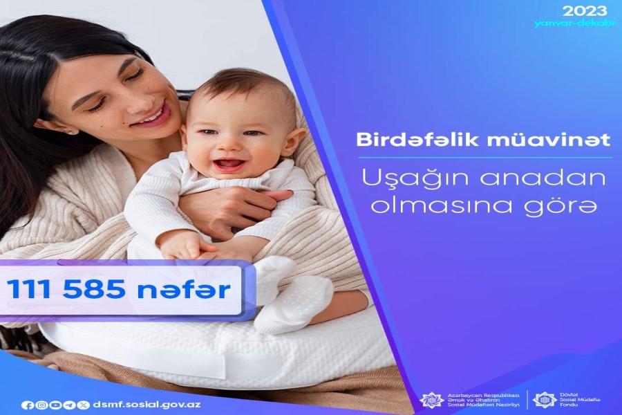 Uşağın anadan olmasına görə - 111 585 birdəfəlik müavinət