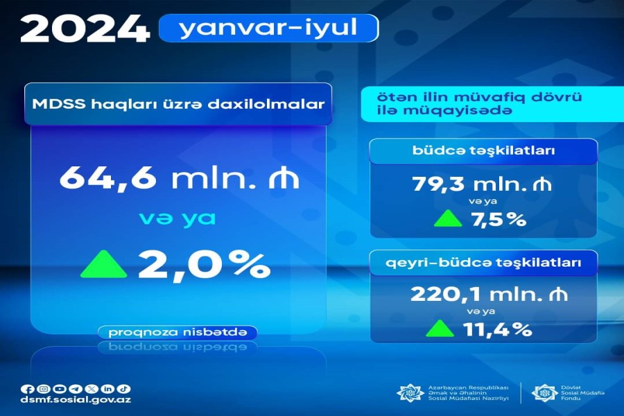 MDSS üzrə daxilolmalar 2,0% artıb