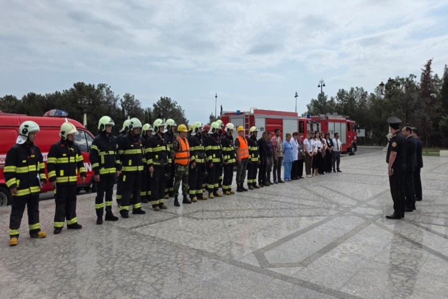FHN-in Dövlət Yanğından Mühafizə Xidməti Gəncə şəhərində yanğın-taktiki təlim keçirib
